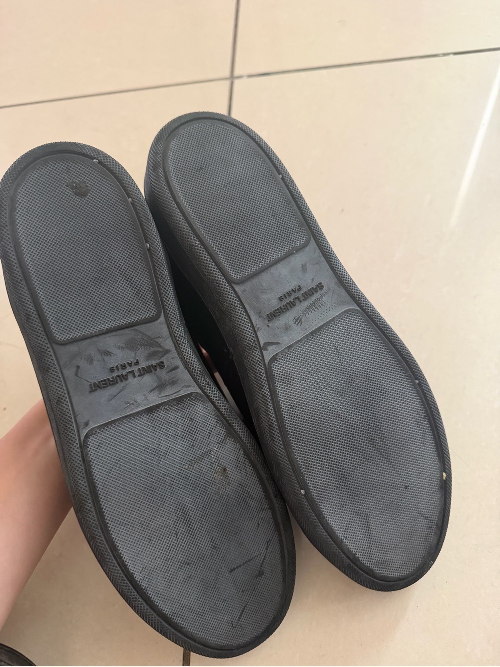 Saint Laurent WOMENS Black Leather Sneakers classic 37 size - Picture 3 of 5